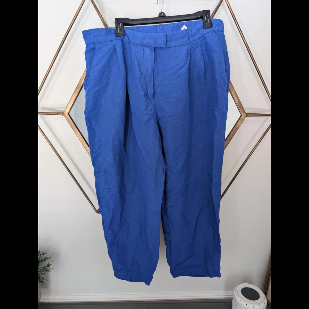 H&M Linen Blend Pants / Trousers, Cobalt Blue, size 16